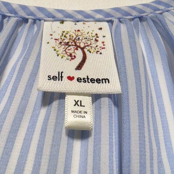 💙Self Esteem Romantic Lace & Stripe Blouse size XL - Picture 6 of 10